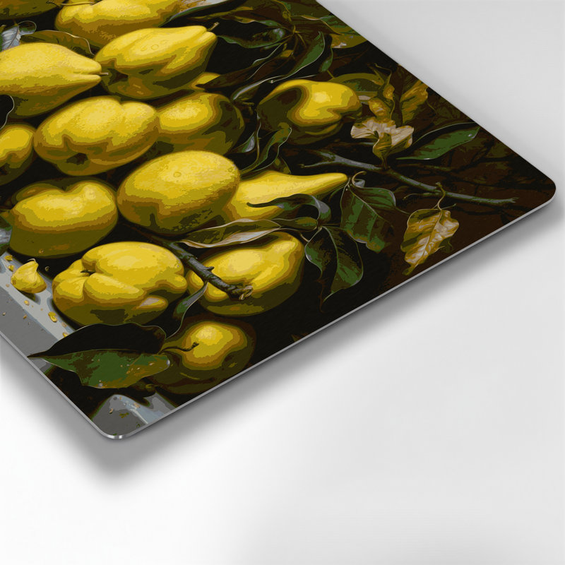 Fruit, coing brun, art mural en métal, H 20 po x l 24 po