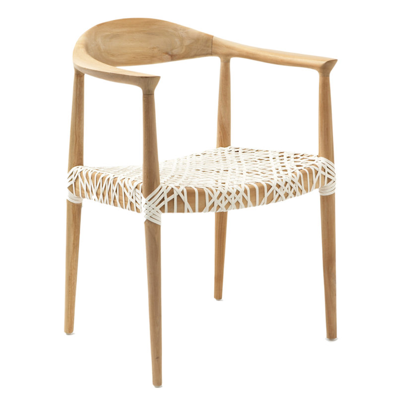 Chaise de salle à manger avec accoudoirs en cuir Kazbah, Chêne clair