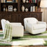Upholstered Beige Chenille Swivel Oversized Lounge Armchair With Pillow And Metal Base (Set of 2)