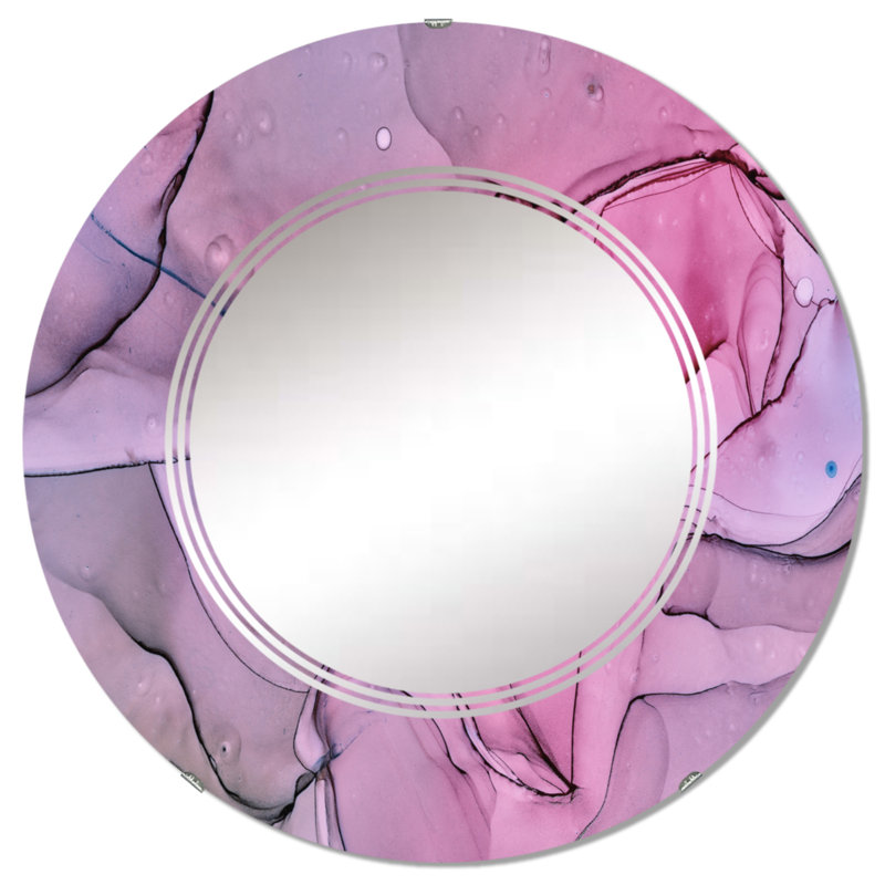 Miroir mural rose et mauve, 24 po x 24 po