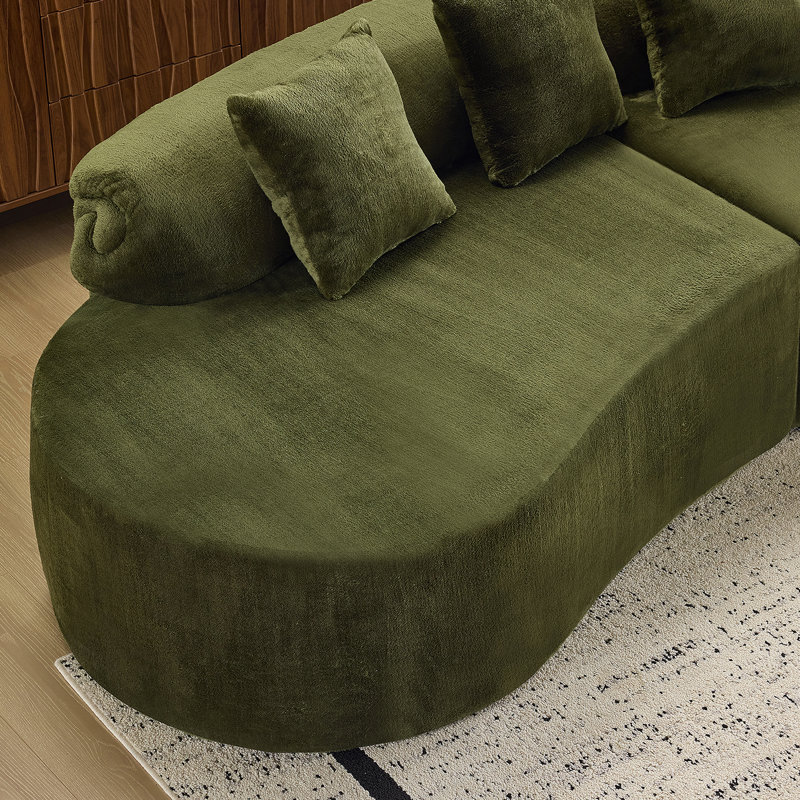 Canapé modulaire incurvé contemporain et épuré, une solution de loisirs multi-personnes pour le salon avec une surface douce et agréable pour la peau