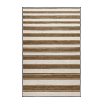 Tapis gris à rayures horizontales lavable à la machine