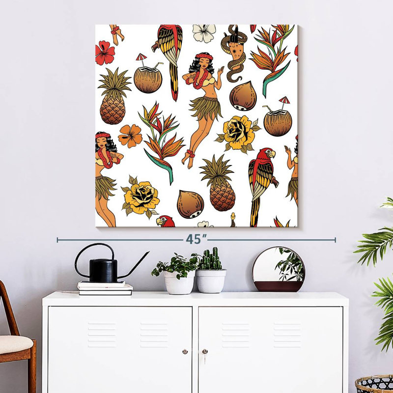 Motif hawaïen tropical Kerner, H 33 po x l 33 po