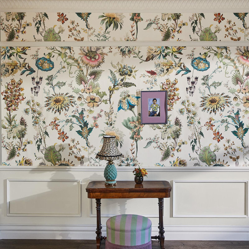Flora Fantasia 9.84" L x 70.87" W Wallpaper Roll, Ecru