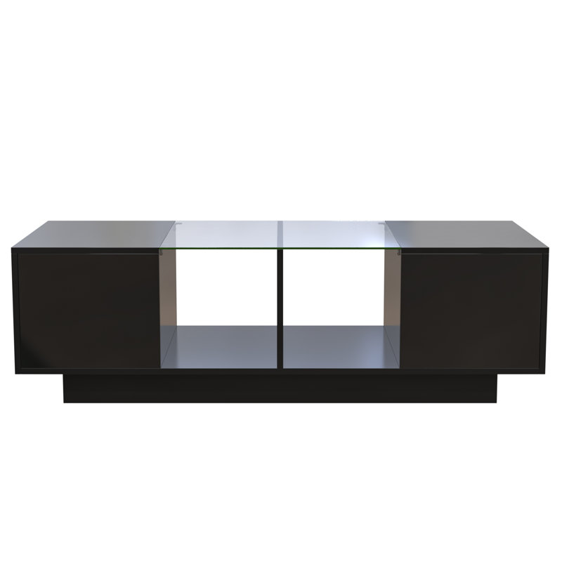 Calep Trestle Coffee Table with Storage, Black