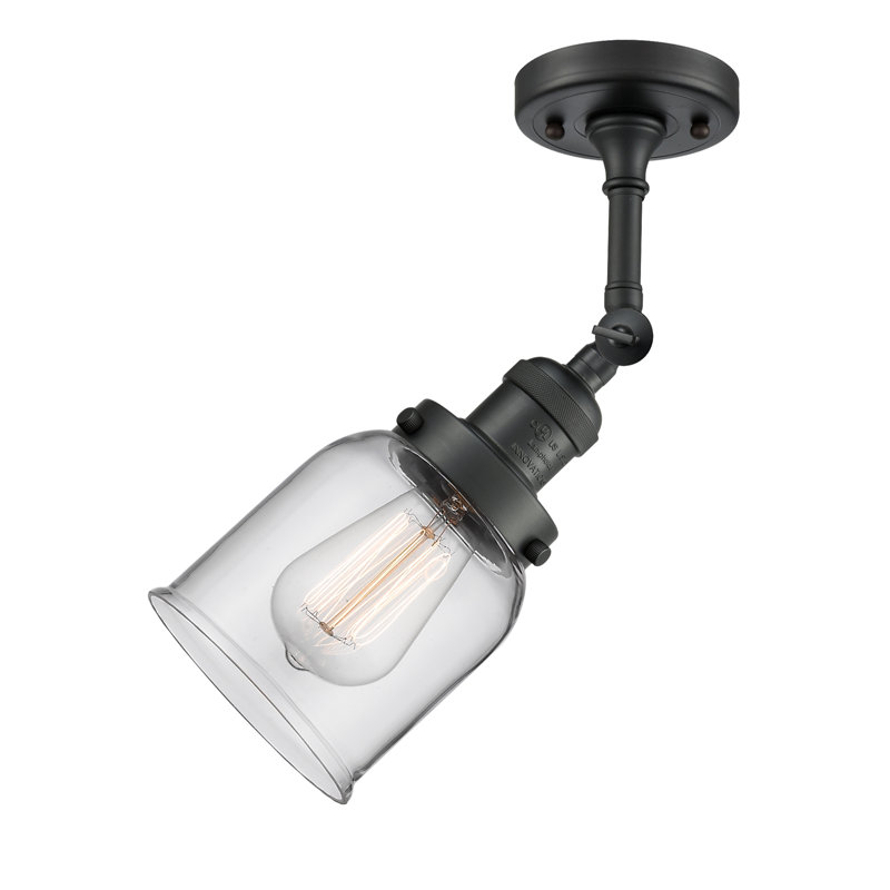 Applique murale 1 lumière 8 po Bell, Clair, Noir mat, Ampoule non incluse