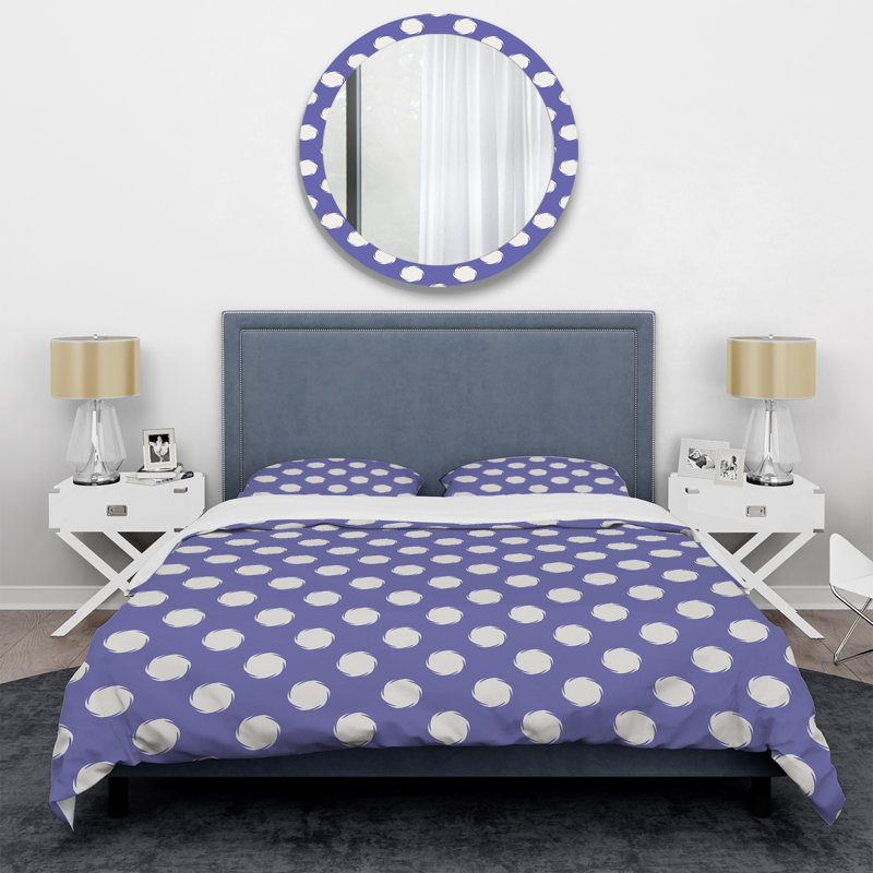White Circle Pattern - Abstract Duvet Cover Set - Microfiber Polyester