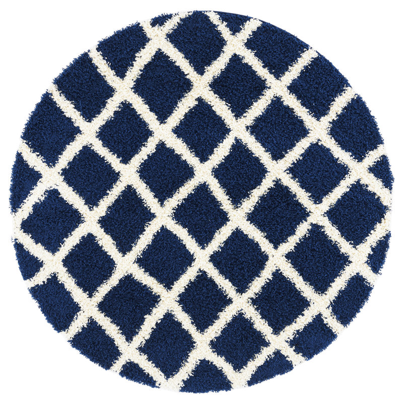 Albertha Sgd-Dallas Shag Performance Geometric Rug, Round 6'