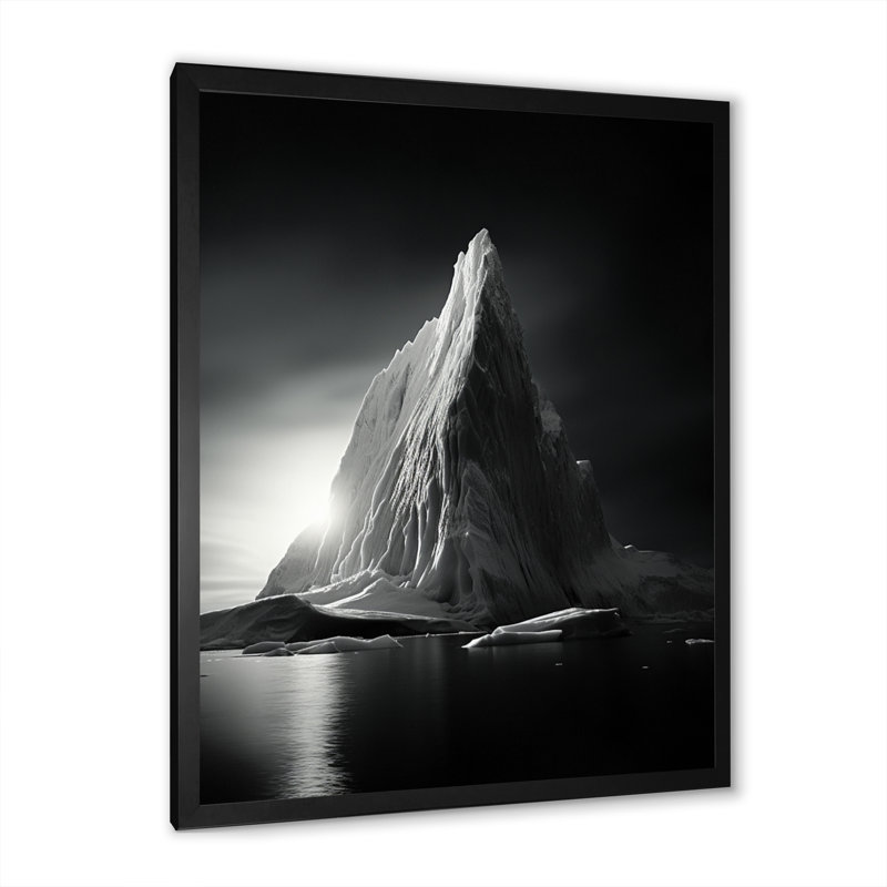 «Grey Iceberg Frozen Illumination», reproduction sur toile, H 20 po x l 12 po x P 1 po, Cadre photo noir