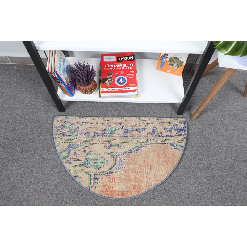 Small Round Beige Turkish Oushak Wool Rug Ideal for Entryway and Antique Decor Lovers
