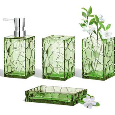 Sage green acrylic bathroom countertop set