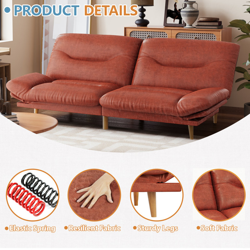 FUTON Sofa With Adjustable Sides And Back, Brown