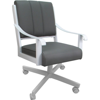 Leather Metal Dining Caster Chair Swivel Tilt