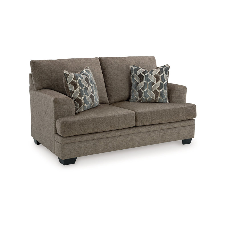 Causeuse Ead, 4 coussins décoratifs, polyester muscade 67 po, Brun
