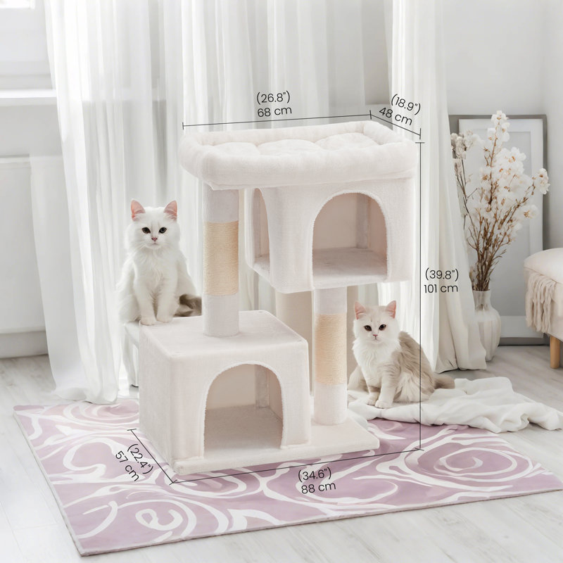 Arbre à chat Franjo, Blanc, crème, H 39,8 po x l 34,6 po x P 22,4 po