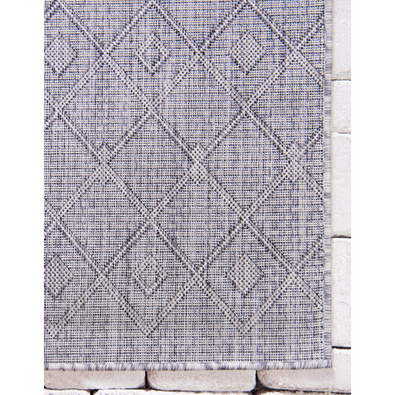 Tapis intérieur / extérieur gris clair Jaylah Southwestern, Tapis de couloir 2 pi x 6 pi 1 po