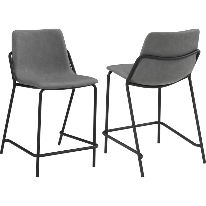 Tabourets de comptoir, gris et noir, avec repose-pieds pratique de 2 gris, pour vous détendre