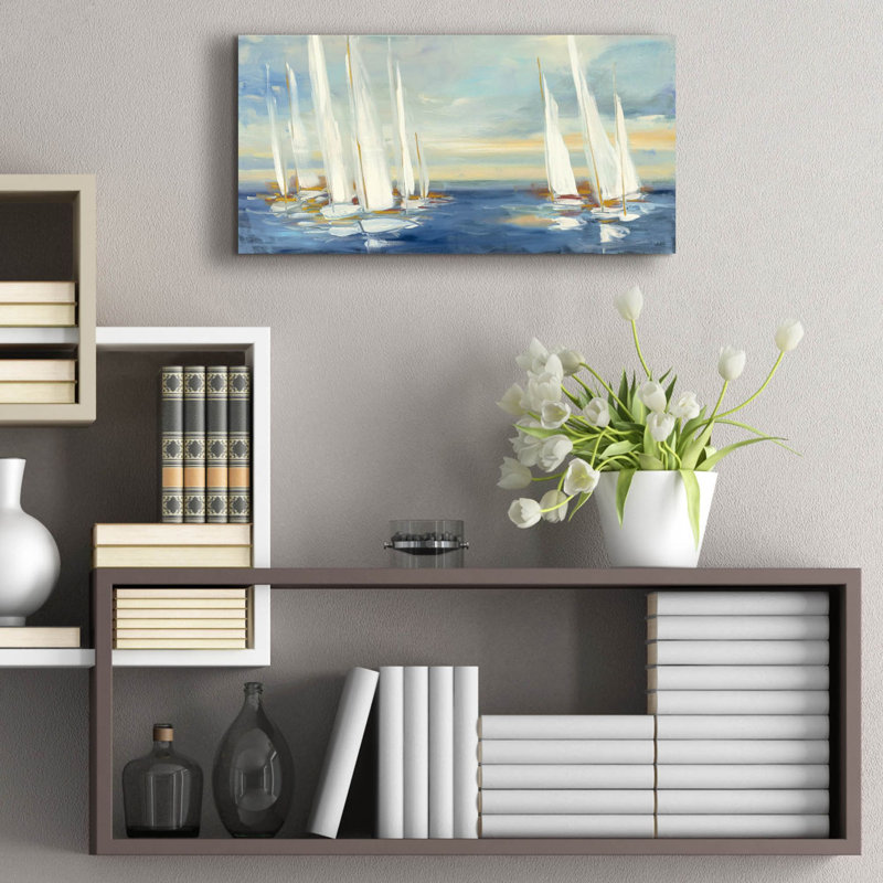 «Summer Regatta Sunset» par Julia Purinton, art mural en verre acrylique, H 12 po x l 24 po