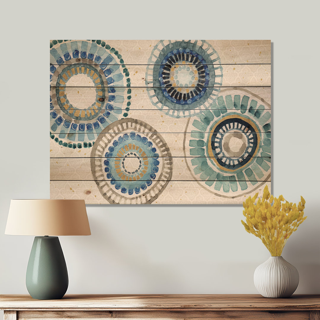 Modern Gold Timetable II - Mid-Century Modern Print on Natural Pine Wood East Urban Home 