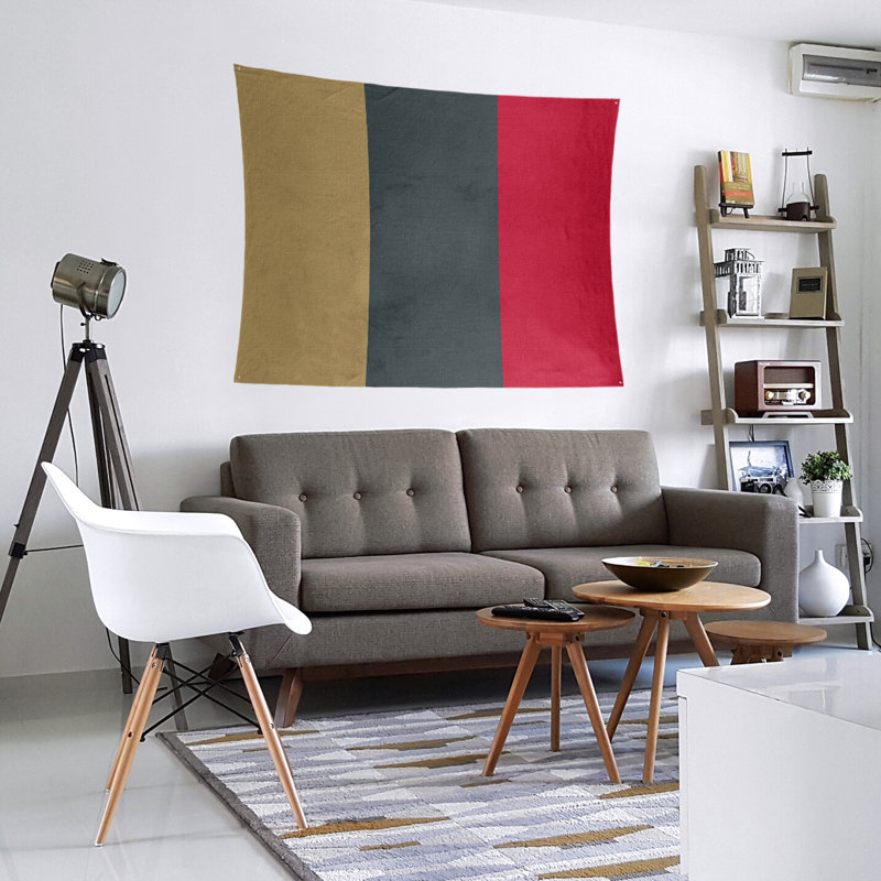 Tapisserie de polyester Las Vegas, H 88 po x l 104 po, Doré / gris acier / rouge