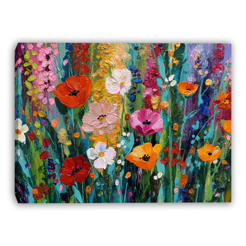 «Poppy Garden Dreams», art mural sur toile tendue, H 36 po x l 48 po x P 1,5 po