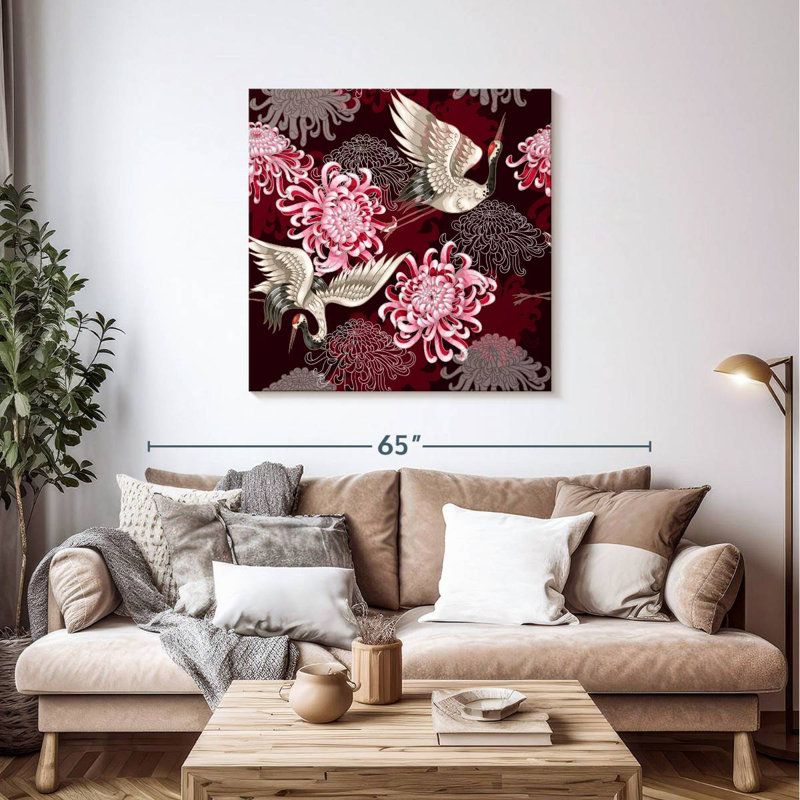 Grues chrysanthème rouge Brampt, H 39 po x l 39 po