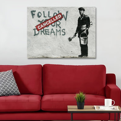 Stunning Banksy Decorative Canvas Painting, 19.7 x 27.6 inches | 100% Canvas, Wooden Frame | Digital Print Art for Modern Home Decor, Unique & Eye-Catching