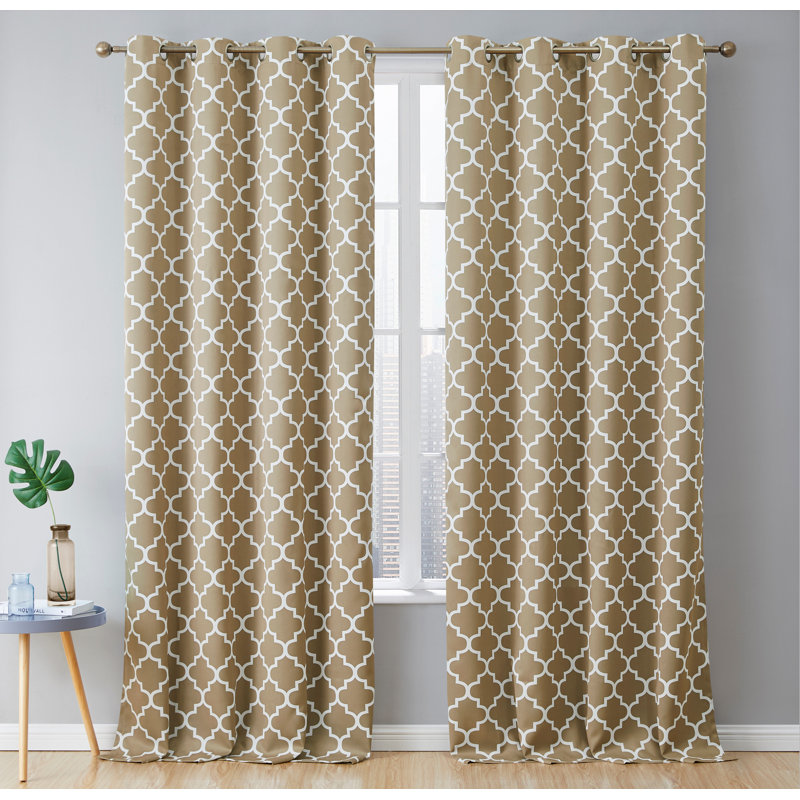 Alexuis Blackout Curtain Pair, Platinum White/Gray, 52" W x 108" L