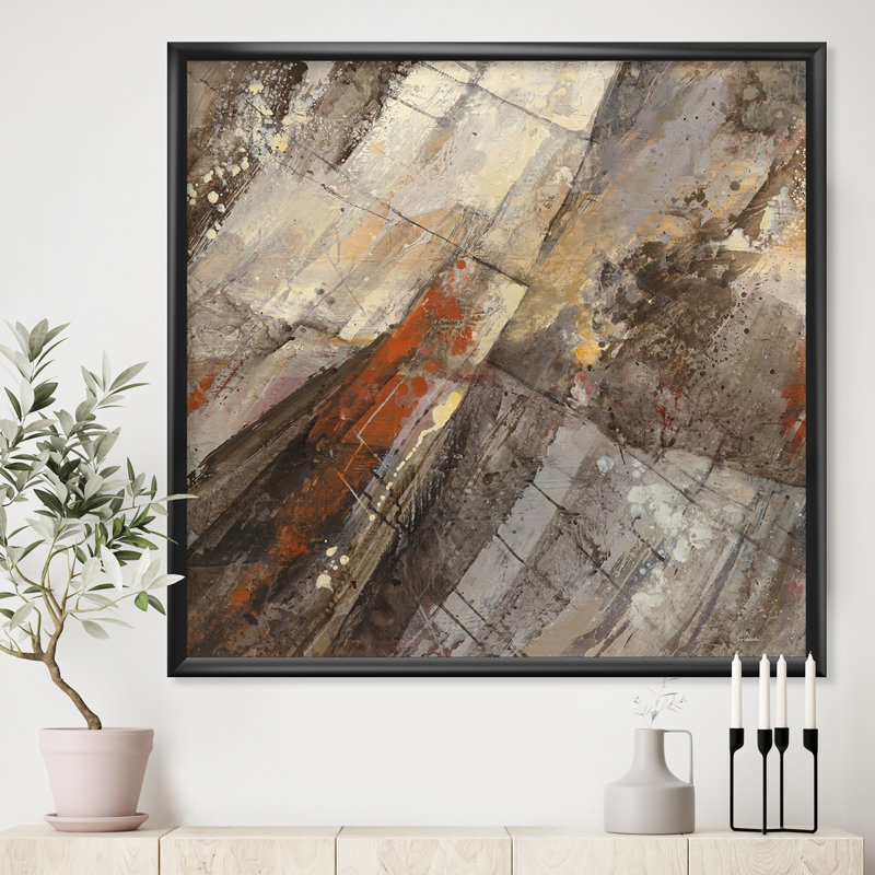 " Fire And Ice Minerals III ", Black Framed, 30" H x 30" W x 1" D
