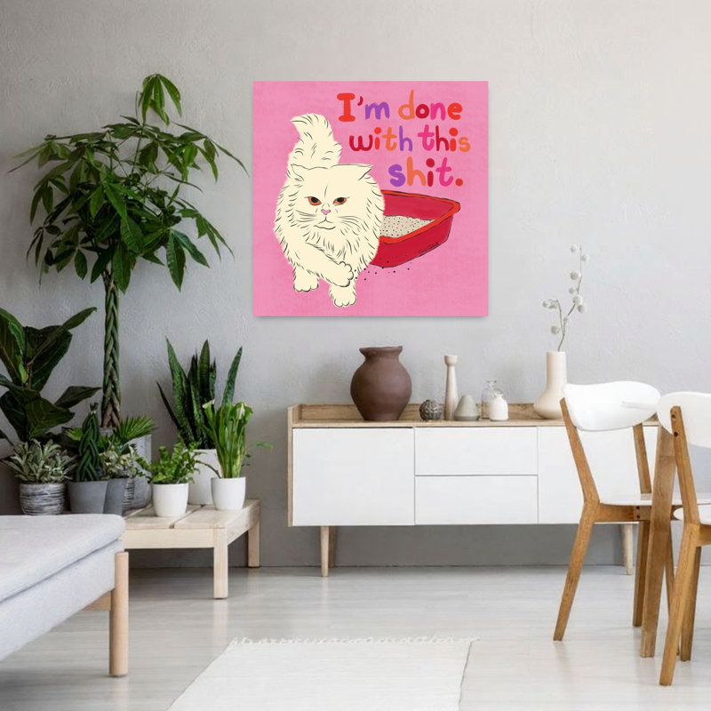 Art contemporain rétro, art de chat, H 36 po x l 36 po