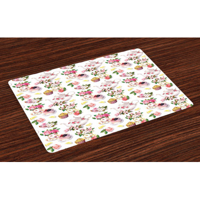 Duggan Shabby Colorful Teapots Placemat