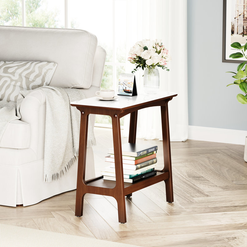 Table de chevet noyer avec rangement pour chambre à coucher, salon, table d'appoint, jardin de couleur