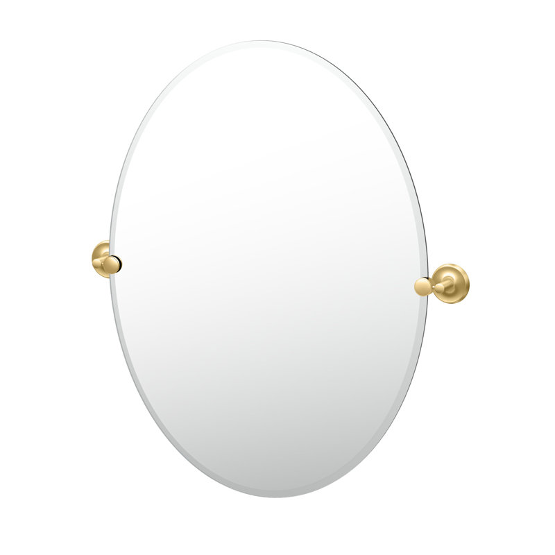 Designer II Frameless Wall Mounted Oval Bathroom Vanity Mirror | Pivoting and Beveled Wall Mirror, 32" H x 28.5" W