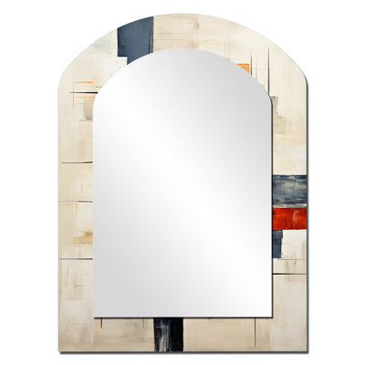 Ivoire illusions formes abstraites - grand miroir arqué de formes abstraites, décor de miroir mural unique asymétrique moderne, impression d'art en métal