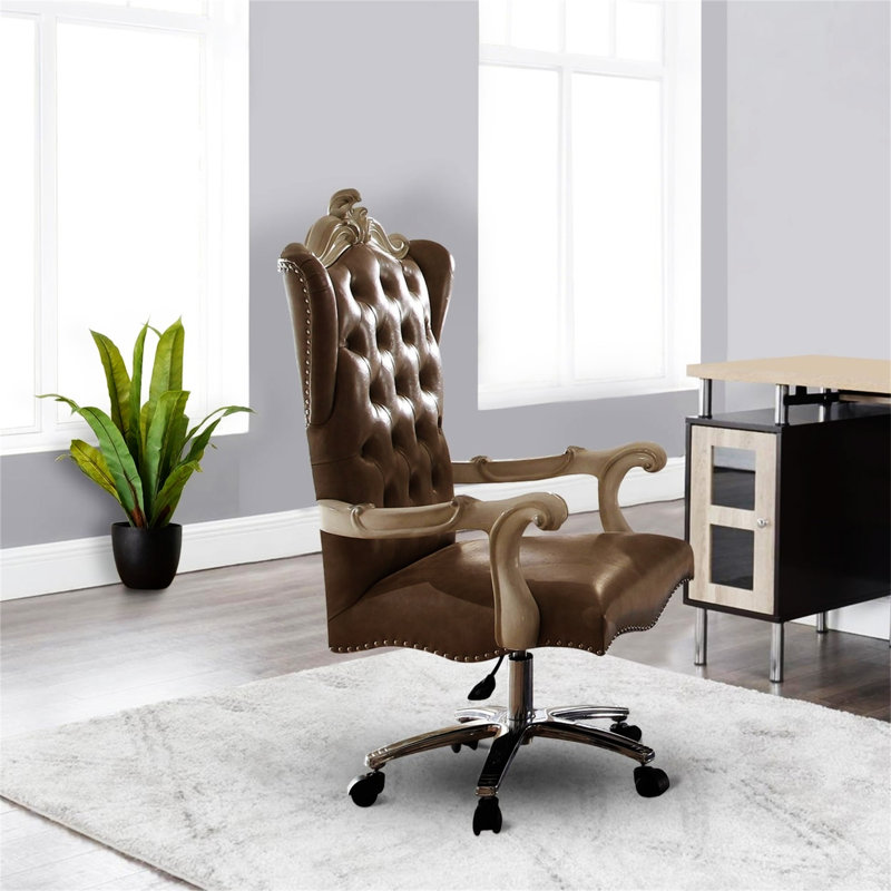Fauteuil pivotant rétro gris et blanc os