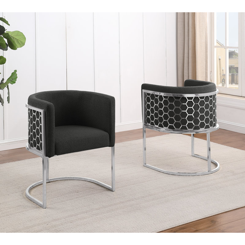 Chaises d'appoint Teddy Boucle, Chrome, Noir