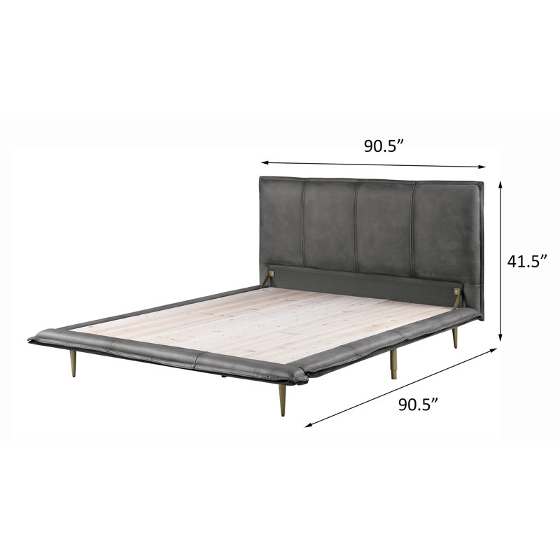 Lit plateforme Givens, Très grand, gris