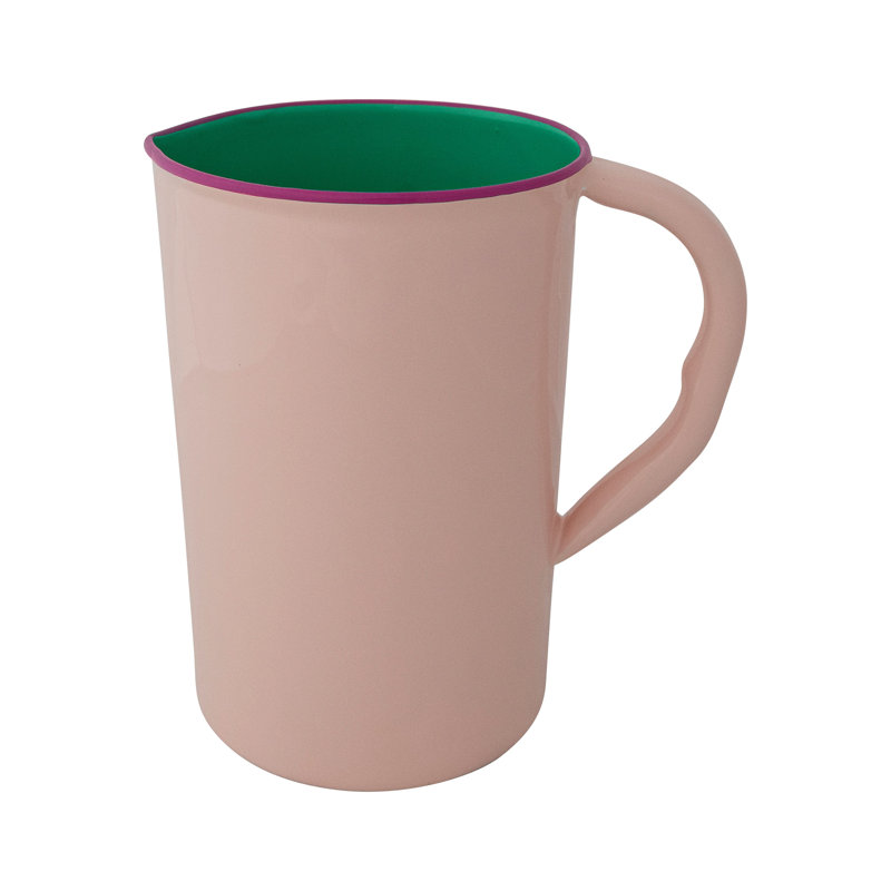 Enameled Stainless Steel Pitcher With Colored Edge