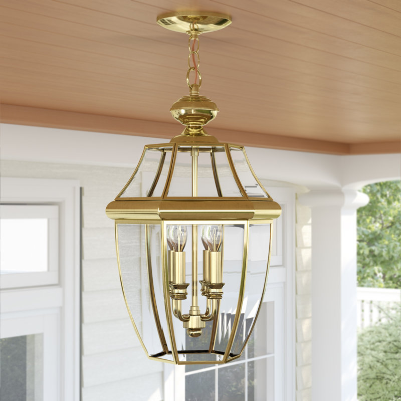 Lancaster Three Light Outdoor Pendant from Generation Lighting , Brass, No