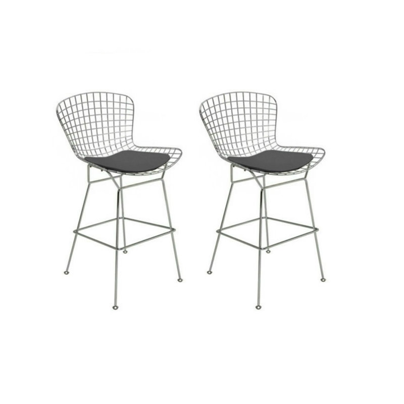 Tabouret de bar et de comptoir Aceves, Noir, Tabouret de comptoir (siège d'une hauteur de 26 p