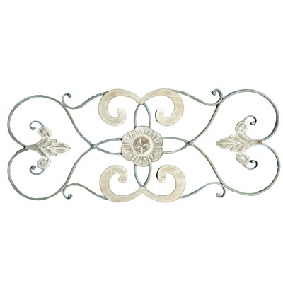 Metal 29.5 in. White Scrollwork Wall Art