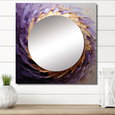Beige mauve minimaliste spirales poteries I - miroir mural abstrait spirales carrées pour chambre à coucher