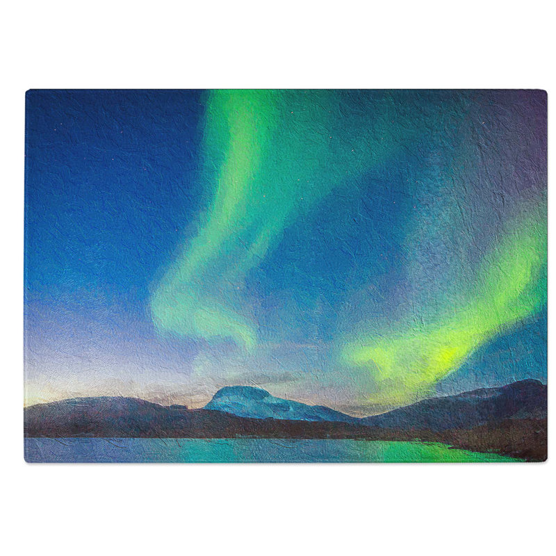 Glass Green Polar Lights Over Sweden Chopping Board, 39 cm W x 28.5 cm L