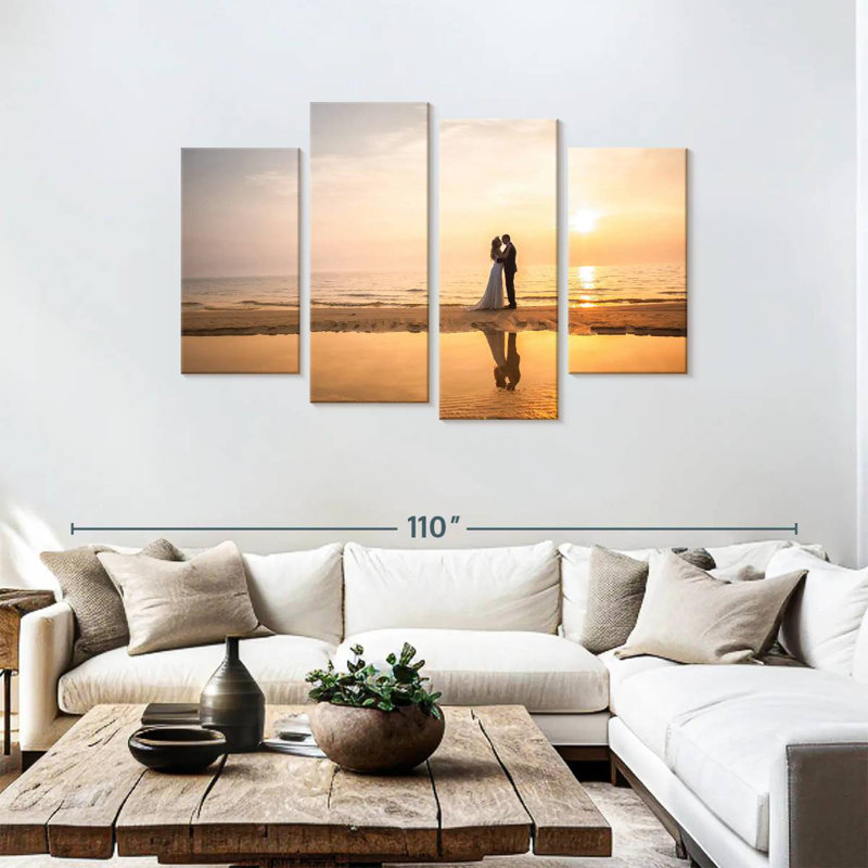 Couple de Hardies sur la plage, H 48 po x l 75 po