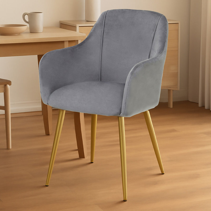 Moraine 47cm H Polyester Blend Upholstered Parsons Chair, Grey