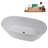 67" Streamline Soaking Matte White Stone Resin Freestanding Tub And Tray With Internal Drain In Polished Chrome