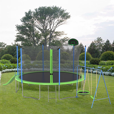 12Ft Trampoline With Slide And Swings