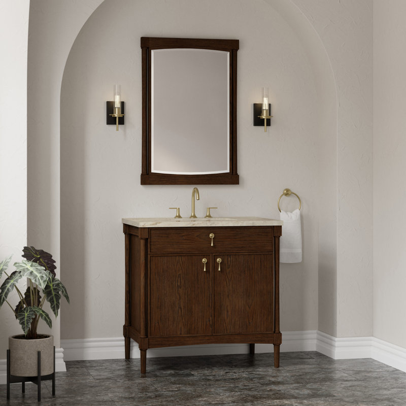 Kinnsden 36" W Single Vanity, Sable Oak, Tajnar Eclos, 8" Widespread