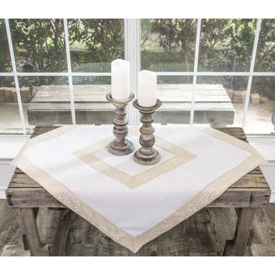 Greek Key Table Topper 34 Inch Square