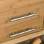 Îlot de cuisine en bambou sur roulettes, chariot utilitaire avec 2 tiroirs de rangement et tablettes ouvertes, ton bambou